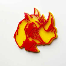 3D Rhino Angry Logo Badge - Aangepast spatbordembleem voor auto's, vrachtwagens en SUV's rood versus geel
 2