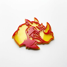 3D Rhino Angry Logo Badge - Aangepast spatbordembleem voor auto's, vrachtwagens en SUV's rood versus geel
 3