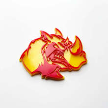 3D Rhino Angry Logo Badge - Aangepast spatbordembleem voor auto's, vrachtwagens en SUV's rood versus geel
 3