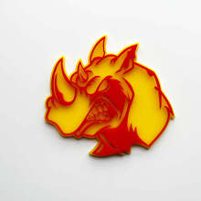 3D Rhino Angry Logo Badge - Aangepast spatbordembleem voor auto's, vrachtwagens en SUV's rood versus geel
 4