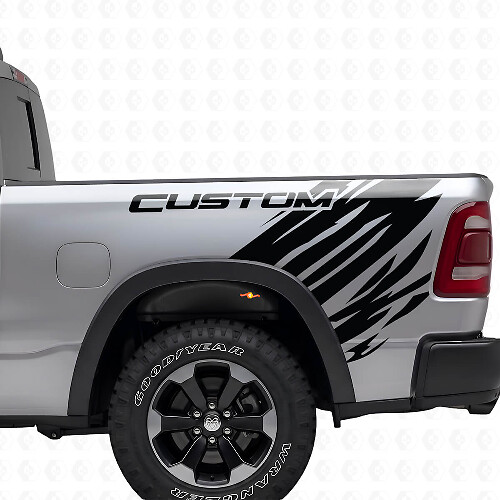 Aangepast grunge stijl vinyl decal achterzijde set voor Dodge Ram