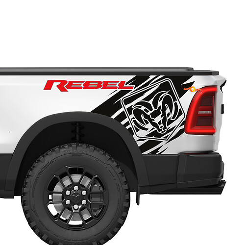 Dodge Ram Rebel Grunge Logo Truck bed Vinyl Decal Sticker afbeelding
