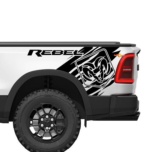 Dodge Ram Rebel Grunge Logo Truck bed Vinyl Decal Sticker afbeelding
