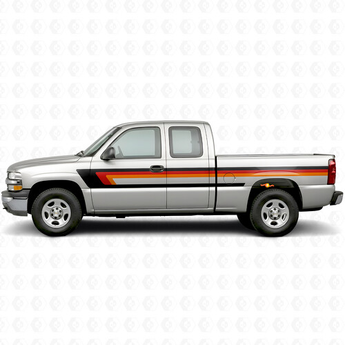 Retro bovenste gordellijn deur- en zijvinylstrepen voor Chevrolet Silverado 1500 GMT800 1999-2007
