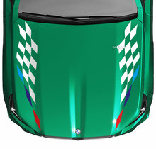 Stripes Racing M kleuren geruite vlag kapsticker voor BMW 5-serie G60 M5 G90
 2