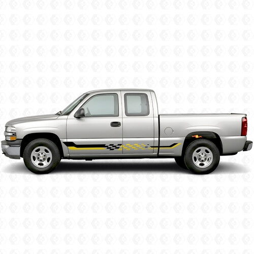 Geblokte race-deur- en dorpelstrepen van vinyl voor Chevrolet Silverado 1500 GMT800 1999-2007_1
