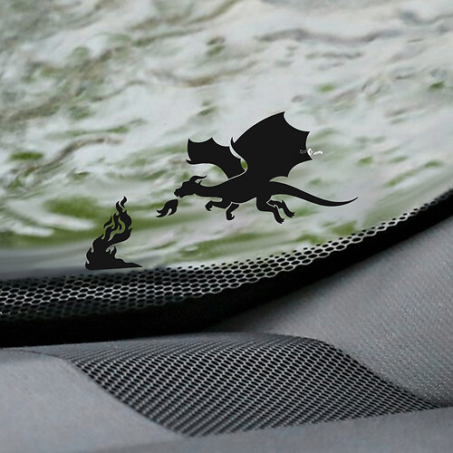 Dragon Flame voorruit Easter Egg hoeksticker - aangepaste vinylafbeelding
