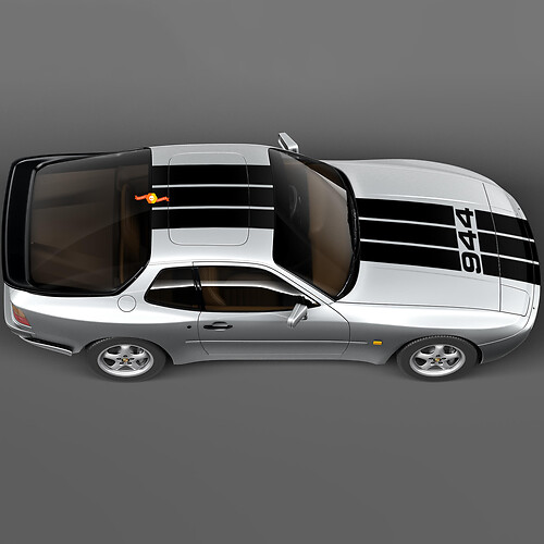 Porsche 944 Turbo Three Stripes Hood Roof Kit - Aangepaste vinylstickerafbeeldingen
