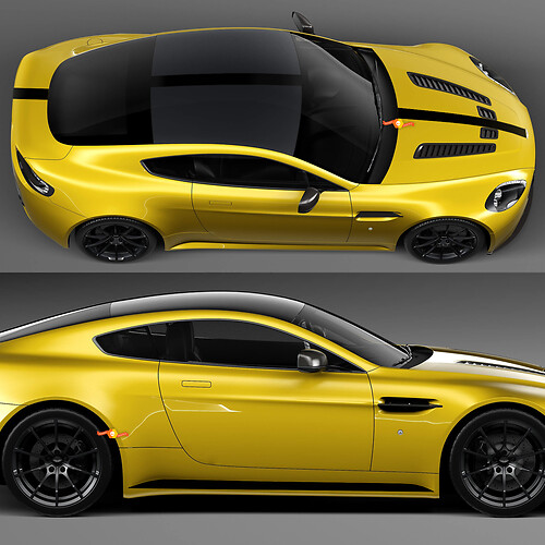 Full Body Aston Martin V8 Vantage Coupe F1 Stripe Hood Dak Kofferbak Vinyl Decals Stickers
