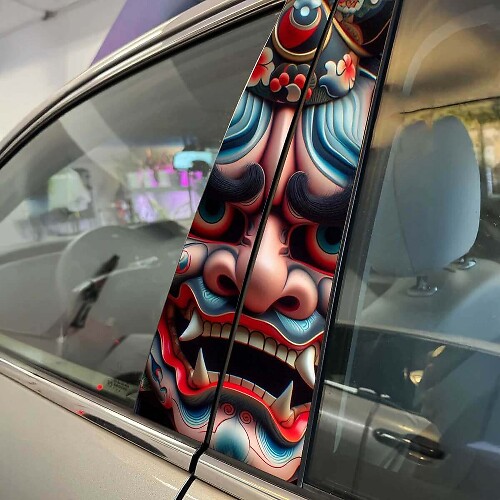 Japanse demon masker Hannya pijler deuren auto sticker sticker wrap aangepaste vinyl graphics voor voertuig styling
