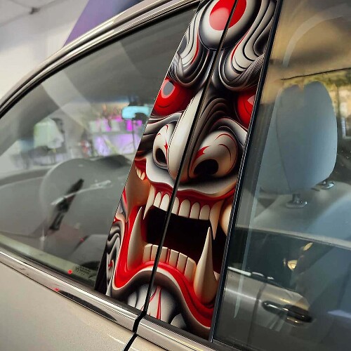 Japanse Demon Mask Hannya Pilaardeuren Auto Sticker Wrap Aangepaste Vinyl Grafische voor Voertuigstyling 3
