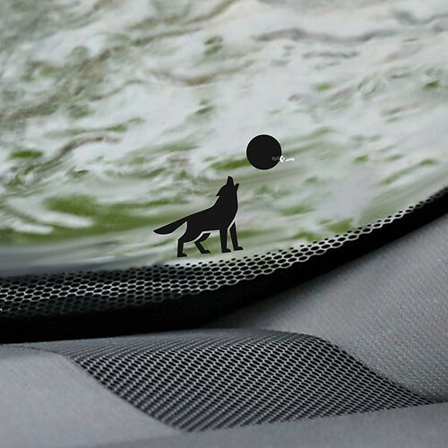 Wolf en maan voorruit Easter Egg hoeksticker - aangepaste vinylafbeelding
