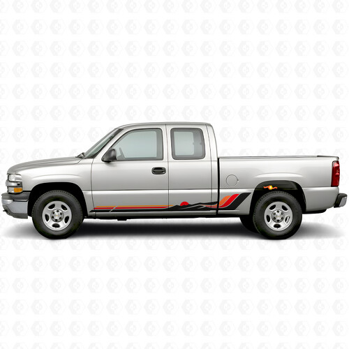 Retro Mountain Wave Deur- & Rocker Panel Vinyl Strepen voor Chevrolet Silverado 1500 GMT800 1999-2007_1