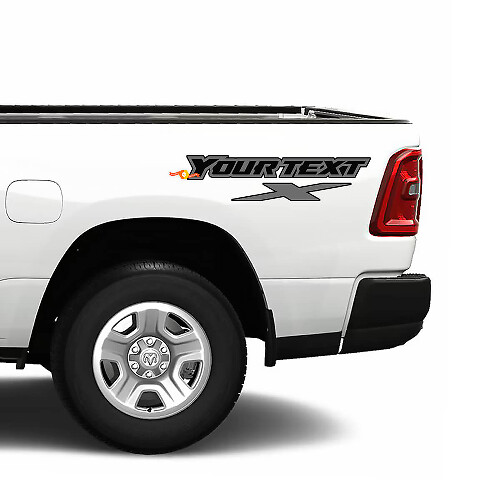 Aangepaste Tekst X Logo Achterkant Vinyl Decal Set voor Dodge Ram 1500