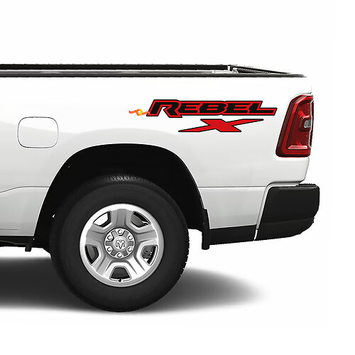 Dodge Ram 1500 Rebel X Bed Side Truck Vinyl Decal Grafisch 2 kleuren
