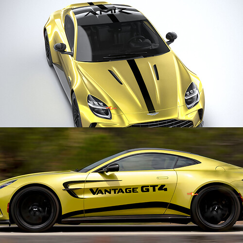 Volledige kit Aston Martin V8 Vantage amr pro Stripe Hood Roof Trunk Side Vinyl Decals Stickers
