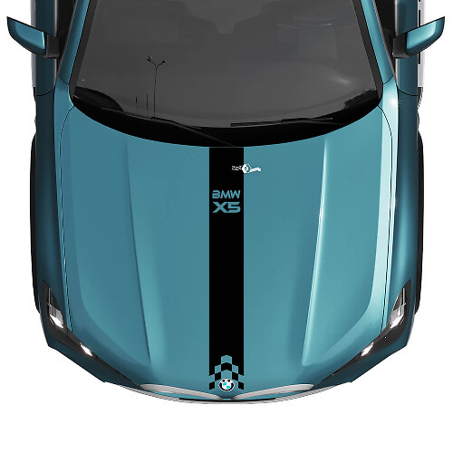 BMW X5 G05 motorkap geruite streep sticker - vinyl M Performance 3
