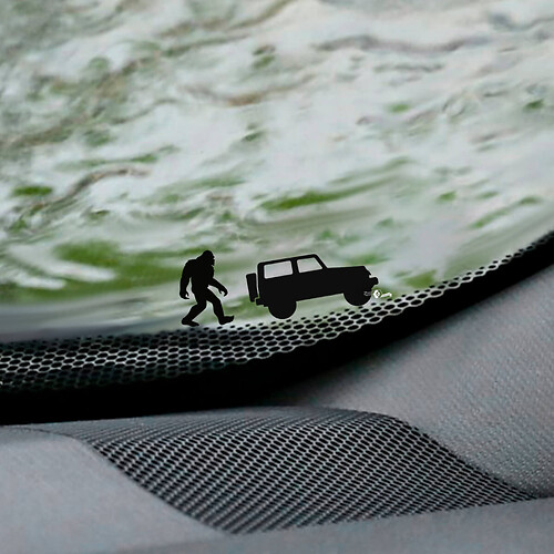 Yeti Bigfoot Jeep Wrangler voorruit Easter Egg hoeksticker - aangepaste vinylafbeelding
