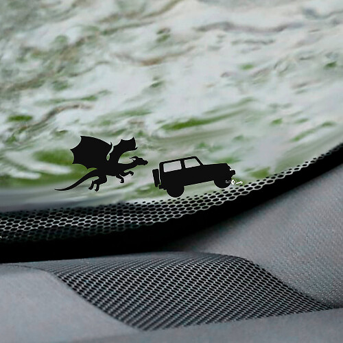 Dragon Jeep Wrangler voorruit Easter Egg hoeksticker - aangepaste vinylafbeelding
