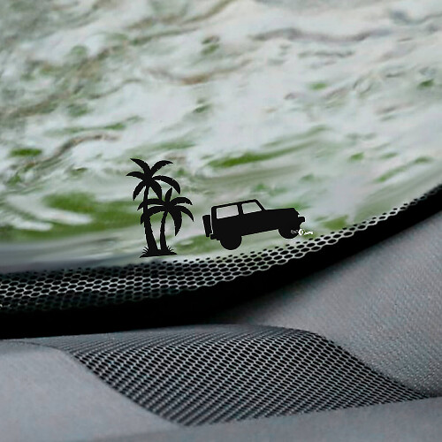 Palm's Jeep Wrangler voorruit Easter Egg hoeksticker - aangepaste vinylafbeelding
