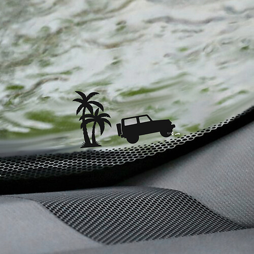 Palm's Jeep Wrangler voorruit Easter Egg hoeksticker - aangepaste vinylafbeelding
