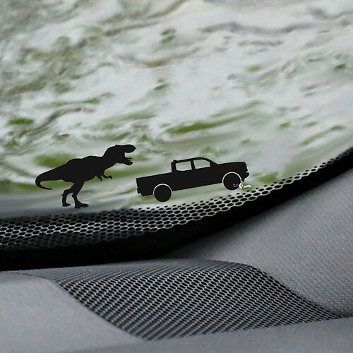 T-Rex Toyota Tacoma voorruit Easter Egg hoeksticker - aangepaste vinylafbeelding
