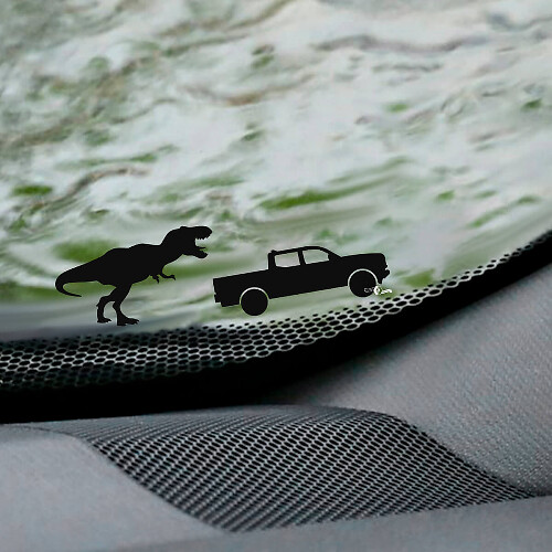 T-Rex Toyota Tacoma voorruit Easter Egg hoeksticker - aangepaste vinylafbeelding
