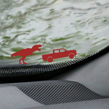T-Rex Toyota Tacoma voorruit Easter Egg hoeksticker - aangepaste vinylafbeelding
 2