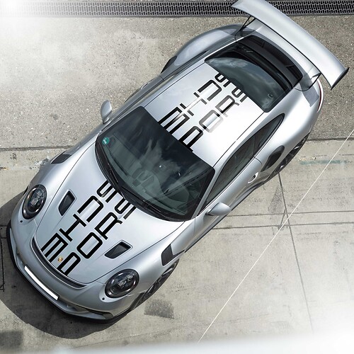 Zijkant Porsche 911 Carrera Cup Race motorkap en daklogo sticker

