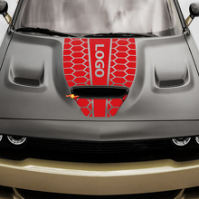 Aanpasbare honingraatstijl motorkapstrepen vinylsticker voor Dodge Challenger of Charger_4