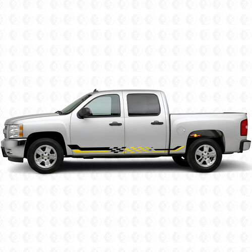 Ruitvormige Race Deur- & Zijklepset Vinyl Strepen voor Chevrolet Silverado 1500 GMT900 2007-2013
