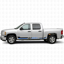Ruitvormige Race Deur- & Zijklepset Vinyl Strepen voor Chevrolet Silverado 1500 GMT900 2007-2013_3