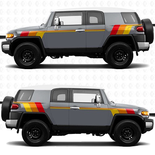 Vintage Retro Heritage Stripes Side Decals Stickers Graphics - geschikt voor Toyota FJ Cruiser
