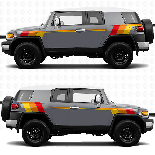 Vintage Retro Heritage Stripes Side Decals Stickers Graphics - geschikt voor Toyota FJ Cruiser
