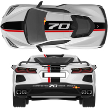 Chevrolet Corvette C8 Stingray Eray Z06-modellen Motorkapdak Achterstrepen Corvette dubbele sticker met volledige lengte Strepen
 2
