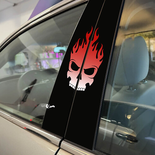 Schedel vlam stijl pijler deuren auto sticker vinyl sticker wrap
