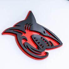 Shark Hellshark 3D Badge Spatbordembleem Zwart en Rood
 3