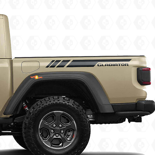 Gemerkt Achterzijstrips Vinyl Decal Kit voor Jeep Gladiator