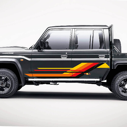 Retro geometrische deurzijstrepen vinyl decalset voor Toyota Land Cruiser