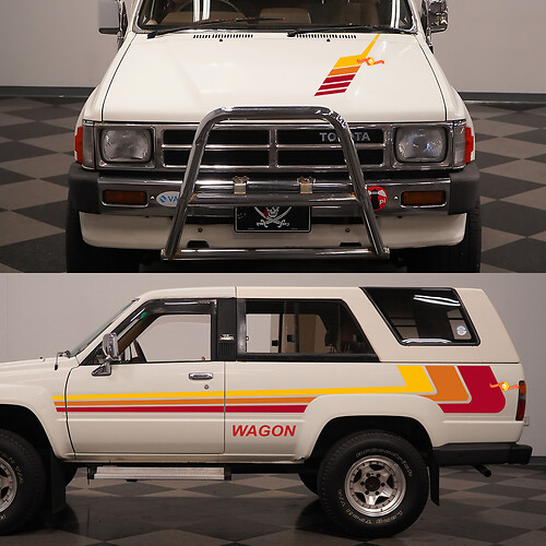Retro Wagon Side Classic Stripes-stickerset voor Toyota Hilux Surf SSR uit 1988

