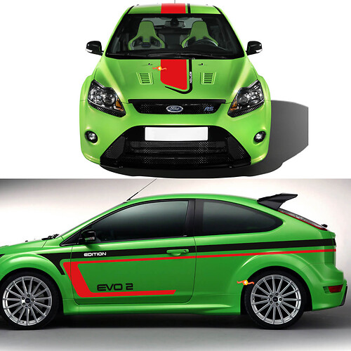 Ford Focus RS Edition EVO 2 zijkap carrosseriestickers, stickers, grafische kit
