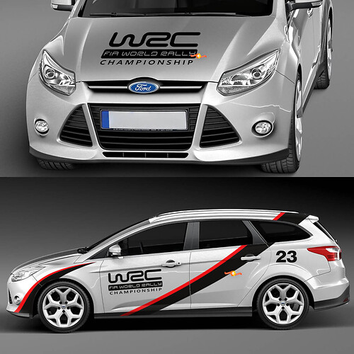 Ford Focus WRC zijkap carrosseriestickers, stickers, grafische kit
