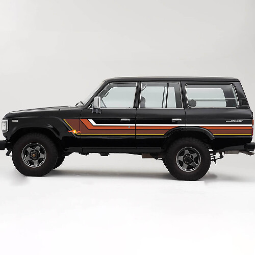 Vintage strepen zij vinyl decal set voor Toyota Land Cruiser 60-serie