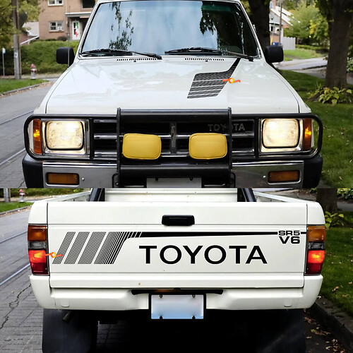 Toyota Pickup SR5 V6 achterklep en motorkap vinylstickers 1
