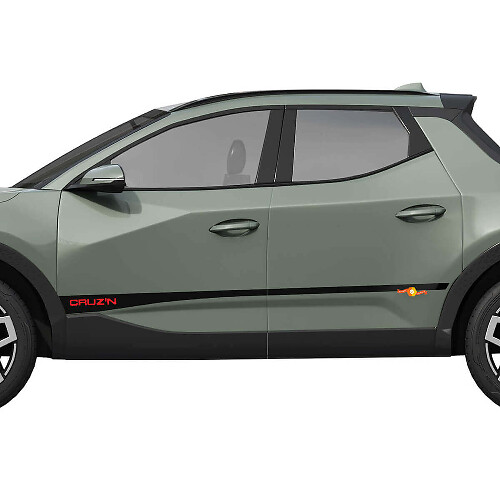 Cruzn Rally Side Rocker Panel Vinyl Stickers Decal Grafisch passend bij Hyundai Santa Cruz
