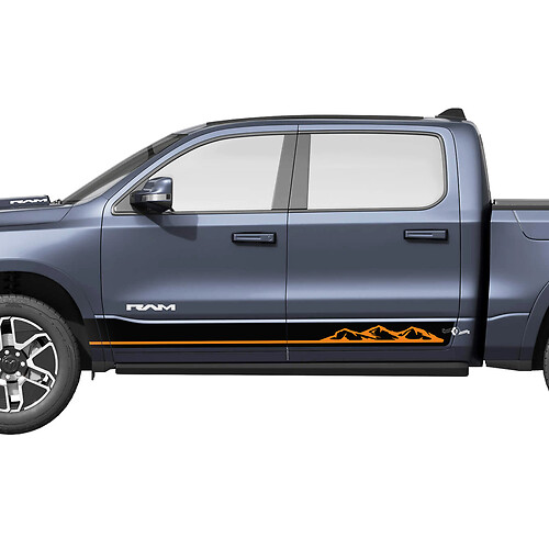 Side Rocker Panel Stripes Mountains voor Dodge RAM 1500 REV Vinyl Decals Stickers Graphics
