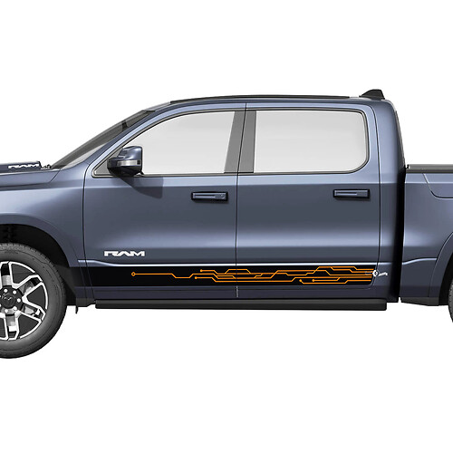 Side Rocker Panel Stripes Modern voor Dodge RAM 1500 REV Vinyl Decals Stickers Graphics 3

