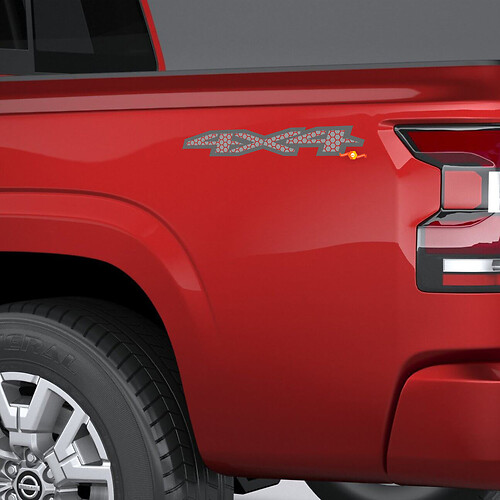 4x4 sticker voor zijbed Nissan Frontier sticker afbeelding
