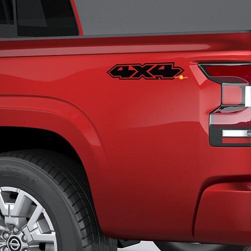 4x4 sticker voor zijbed Nissan Frontier sticker grafisch 2
