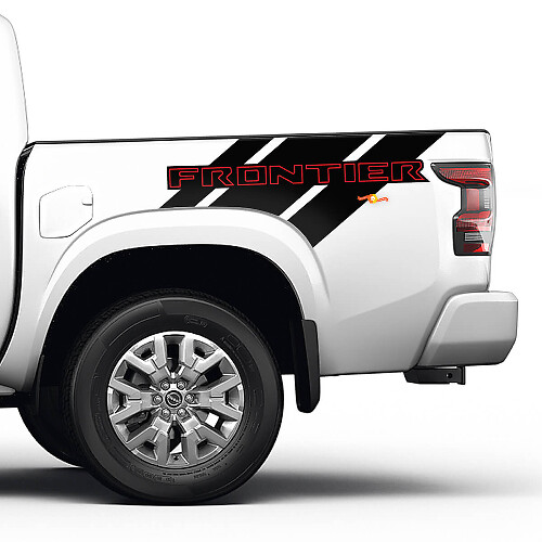 2X Nissan Frontier Pro-4X Bed Truck Auto Vinyl Beide Side Stickers Decals Graphics 2 Kleuren
